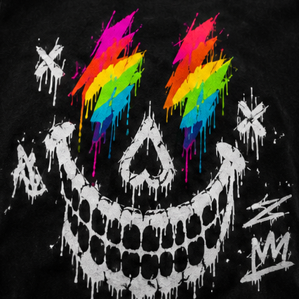 Broken Smiles – Lightning Skull | Oversized Faded T-Shirt