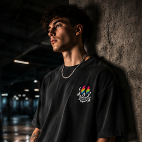 Broken Smiles – Lightning Skull | Oversized Faded T-Shirt