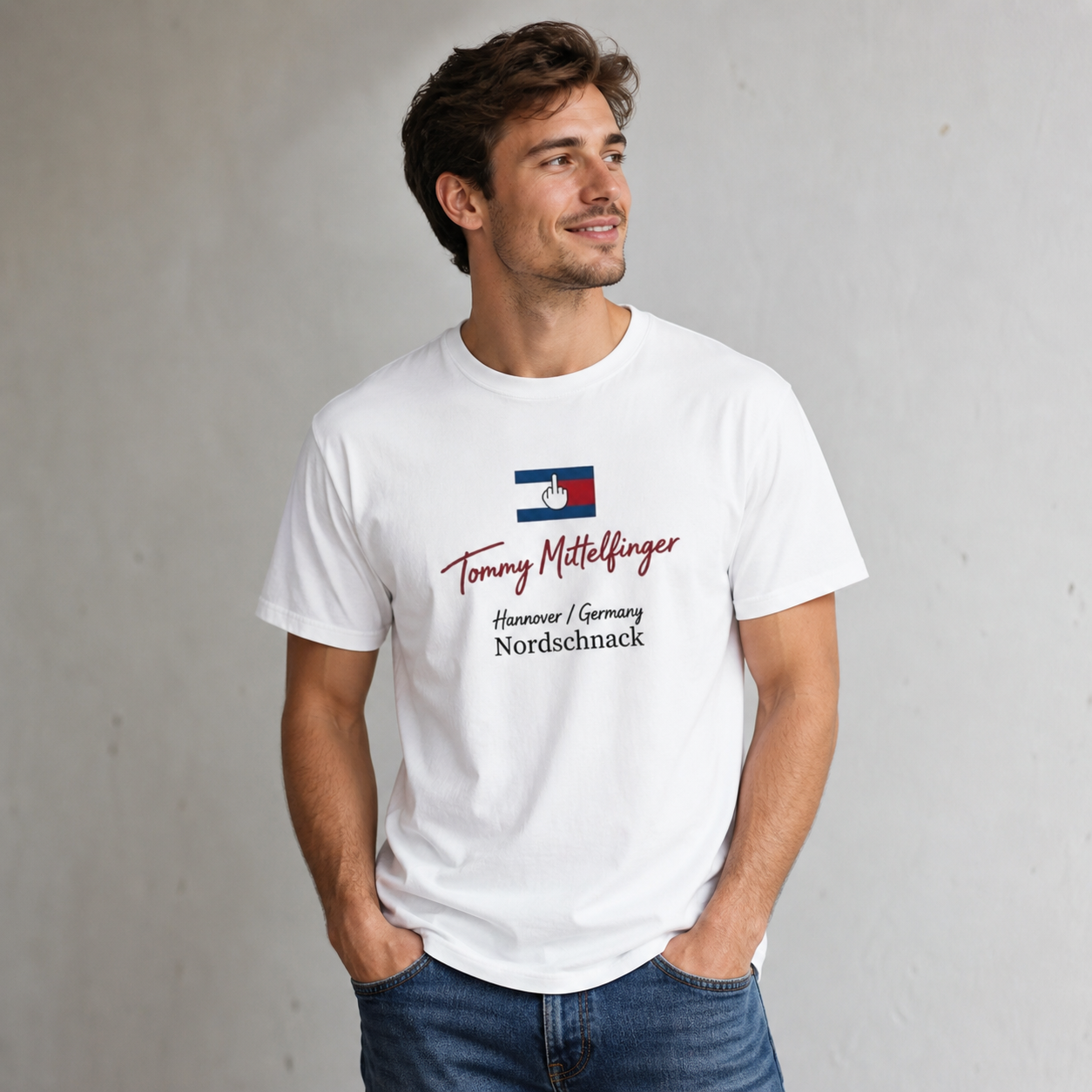 Tommy Mittelfinger Unisex Premium T-Shirt – Nordschnack Edition